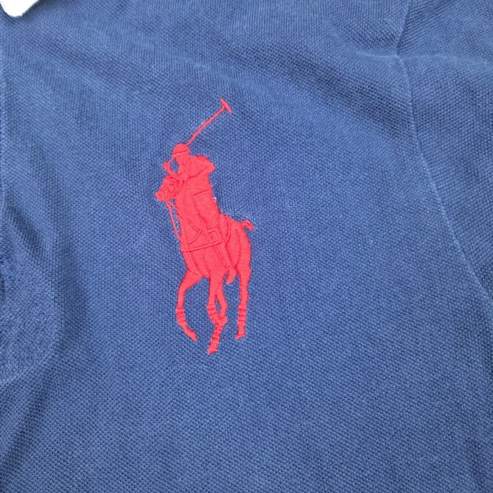 VTG Ralph Lauren Rugby Polo Boys XL Big Pony Short Sleeve Cotton Pique Navy Blue